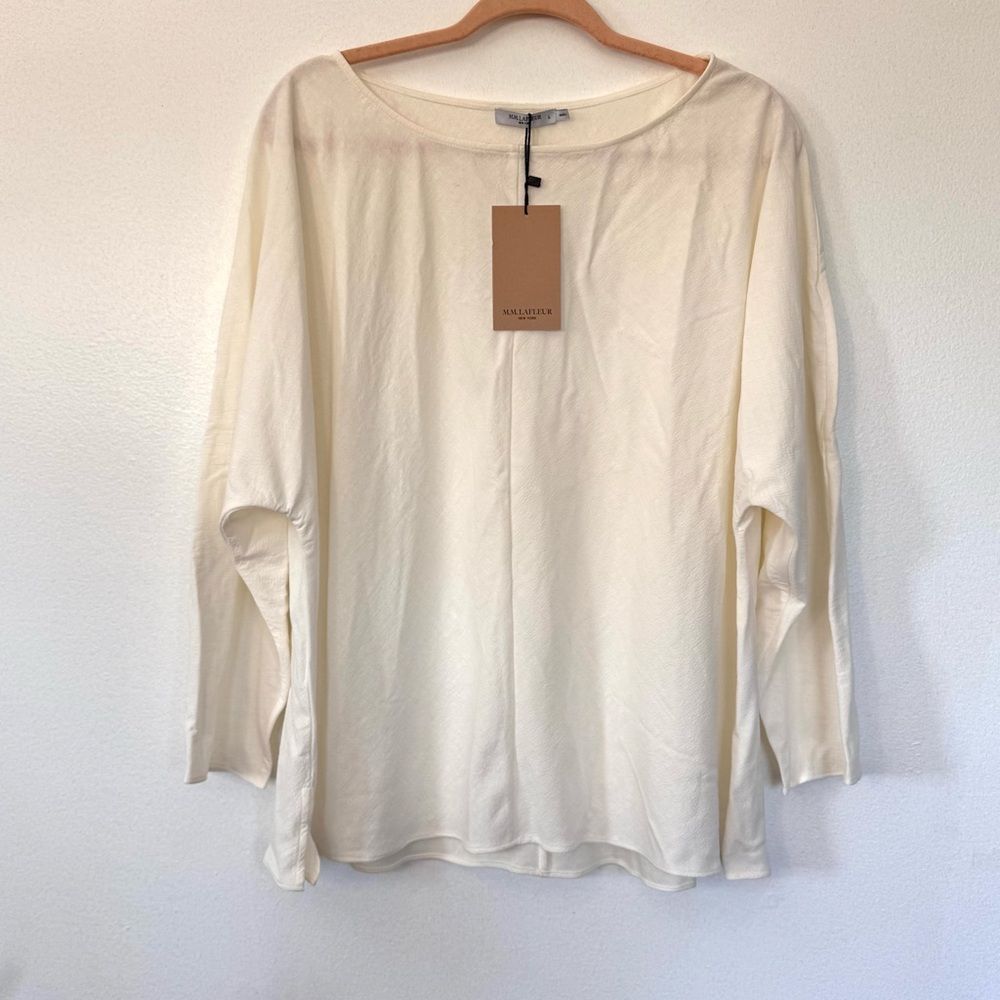 NWT M.M Lafleur The Wren Top - Double-Faced Ivory Linen Sz L - Picture 5 of 15